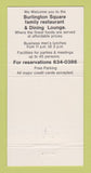 Matchbook Cover - Burlington Square Restaurant Burlington ON 30 Strike