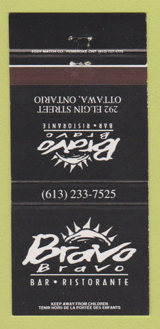 Matchbook Cover - Bravo Bravo Ristorante Ottawa ON 30 Strike