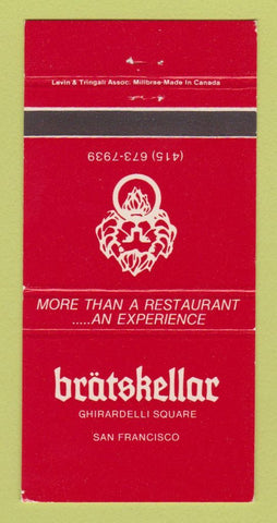 Matchbook Cover - Bratskellar Restaurant San Francisco CA 30 Strike