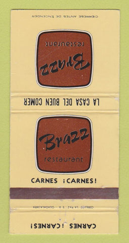 Matchbook Cover - Brazz Restaurant  Puerto Vallarta Mexico WEAR 30 Strike