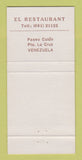 Matchbook Cover - Breasero Puerto La Cruz Venezuela 30 Strike