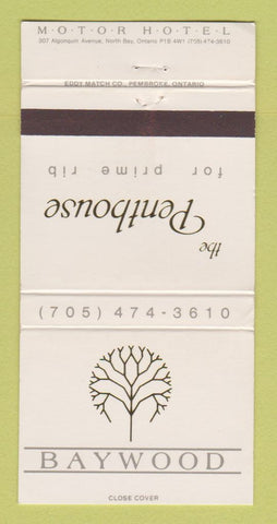 Matchbook Cover - Baywood Motor Hotel North Bay ON Penthouse 30 Strike