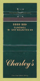 Matchbook Cover - Charley's Toronto ON WEAR 30 Strike