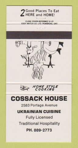 Matchbook Cover - Cossack House Ukrainian Restaurant Winnipeg? 30 Strike