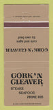 Matchbook Cover - Cork n Cleaver Restaurant WEAR 30 Strike