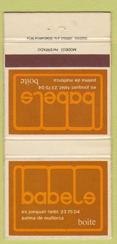 Matchbook Cover - Babels Palma De Mallorca Spain Boite 30 Strike