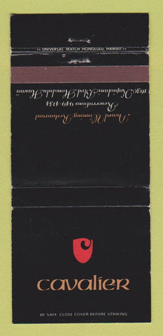 Matchbook Cover - Cavalier Restaurant Honolulu Hawaii WEAR 30 Strike