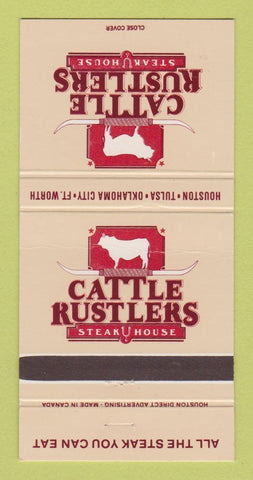 Matchbook Cover - Cattle Rustlers Steak House Houston TX Tulsa WEAR 30 Strike