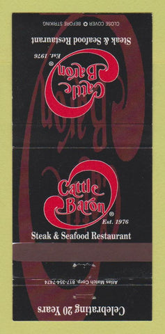 Matchbook Cover - Cattle Baron Restaurant Lubbock El Paso TX NM 30 Strike