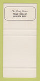 Matchbook Cover - Corner House Cafeteria Edmonton AB SAMPLE 30 Strike
