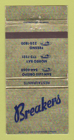 Matchbook Cover - Breakers Restaurant Fresno Morro Bay CA 30 Strike