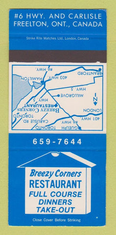 Matchbook Cover - Breezy Corners Restaurant Freelton ON SAMPLE 30 Strike
