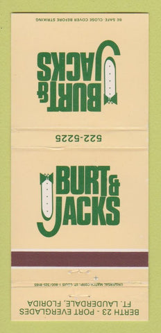 Matchbook Cover - Burt and Jacks Fort Lauderdale FL Burt Reynolds WEAR 30 Strike
