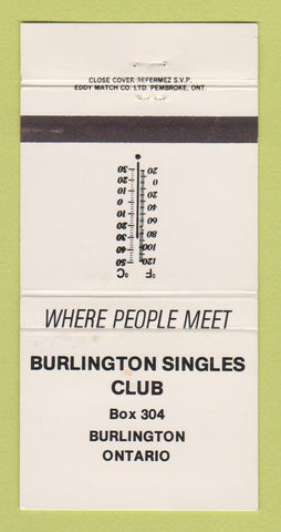 Matchbook Cover - Burlington Singles Club Burlington ON WEAR 30 Strike
