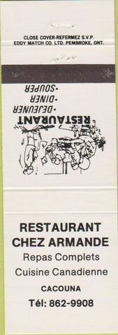 Matchbook Cover - Restaurant Chez Armande Cacouna