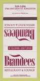 Matchbook Cover - Brandees Restaurant Kingston ON 30 Strike