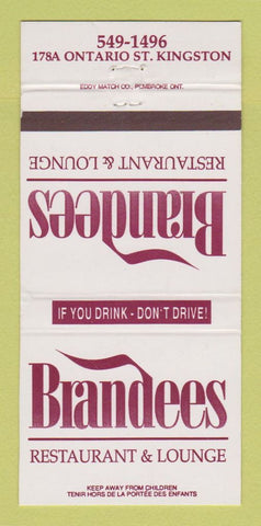 Matchbook Cover - Brandees Restaurant Kingston ON 30 Strike
