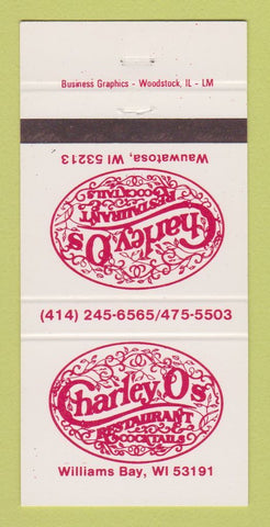 Matchbook Cover - Charley O's Restaurant Williams Bay Wauwatosa WI 30 Strike
