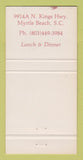 Matchbook Cover - Chesnut Hill Restaurant Myrtle Beach SC 30 Strike