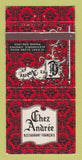 Matchbook Cover - Chez Andree Restaurant French Alexandria VA 30 Strike