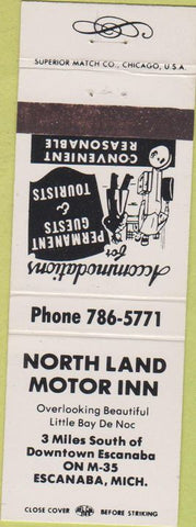 Matchbook Cover - North Land Motor Inn Escanaba MI