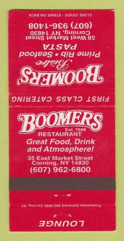 Matchbook Cover - Boomers' Bistro Corning NY 30 Strike
