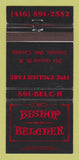 Matchbook Cover - Bishop and the Belcher Toronto ON WEAR 30 Strike