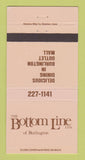 Matchbook Cover - The Bottom Line of Burlington ON restaurant 30 Strike