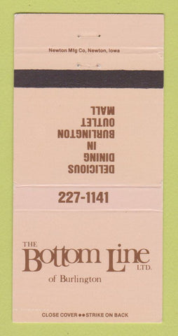 Matchbook Cover - The Bottom Line of Burlington ON restaurant 30 Strike
