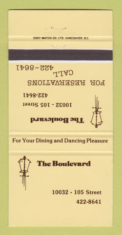 Matchbook Cover - The Boulevard Restaurant Canada 30 Strike