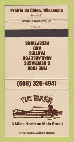 Matchbook Cover - The Barn Restaurant Prairie Du Chien WI 30 Strike