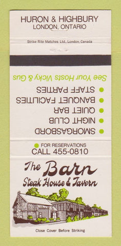 Matchbook Cover - The Barn Steak House Tavern London ON 30 Strike