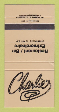 Matchbook Cover - Charlie's Restaurant WEAR 30 Strike