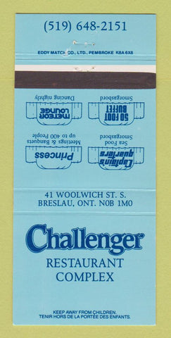 Matchbook Cover - Challenger Restaurant Complex Breslau ON 30 Strike