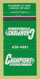 Matchbook Cover - Champions London ON 30 Strike