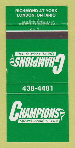Matchbook Cover - Champions London ON 30 Strike