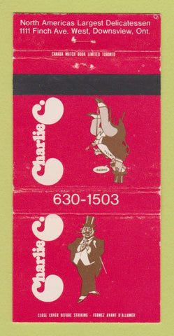 Matchbook Cover - Charlie C's Restaurant Downsview ON 30 Strike