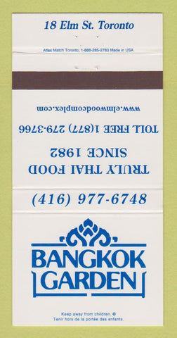 Matchbook Cover - Bangkok Garden Toronto ON WHITE 30 Strike