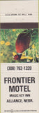 Matchbook Cover - Frontier Motel Alliance NE