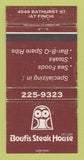 Matchbook Cover - Boufis Steak House Toronto ON WEAR 30 Strike