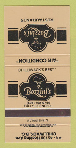 Matchbook Cover - Bozzini's Restaurants Chilliwack BC 30 Strike