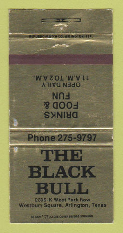 Matchbook Cover - The Black Bull Arlington TX WEAR 30 Strike
