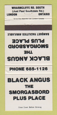 Matchbook Cover - Black Angus Smorgasbord London ON WEAR 30 Strike