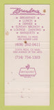 Matchbook Cover - Brandon's Restaurant Milpitas Costa Mesa CA WEAR 30 Strike