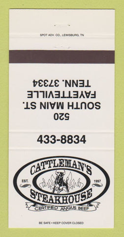 Matchbook Cover - Cattleman's Steak House Fayetteville TN 30 Strike