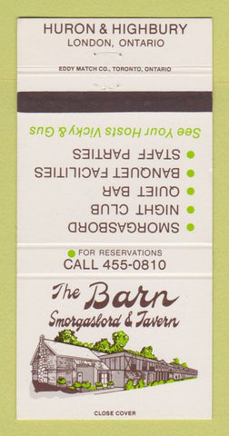Matchbook Cover - The Barn Smorgasbord Tavern London ON 30 Strike