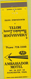 Matchbook Cover - Ambassador Motel Manchester TN