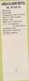 Matchbook Cover - Ambassador Motel Manchester TN