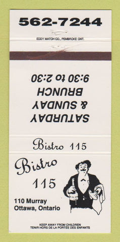 Matchbook Cover - Bistro 115 Ottawa ON 30 Strike