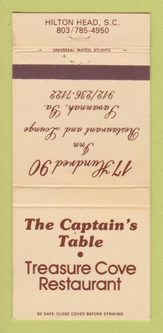 Matchbook Cover - Captain's Table Treasure Cove Hilton Head SC 30 Strike